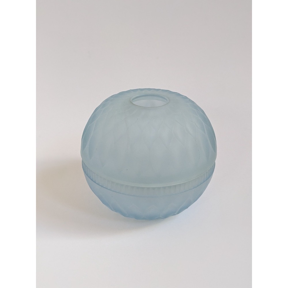 Vintage Indiana Glass Co. Mt. Vernon Fairy Lamp Frosted Blue Satin Diamond Point - Picture 14 of 14